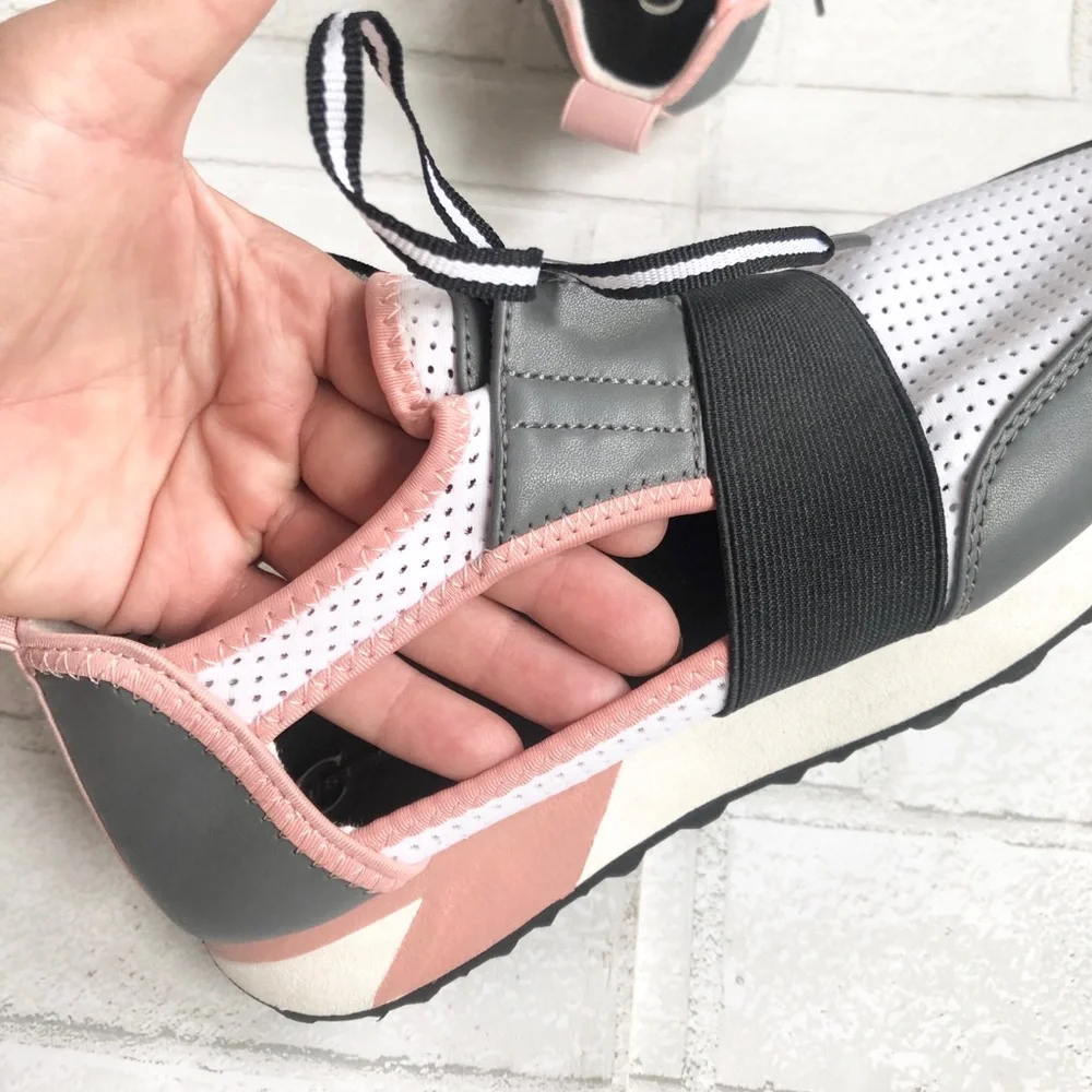 C Est 1946 Women's Pink White Black Cutout Sneakers Tennis Shoes Size 9